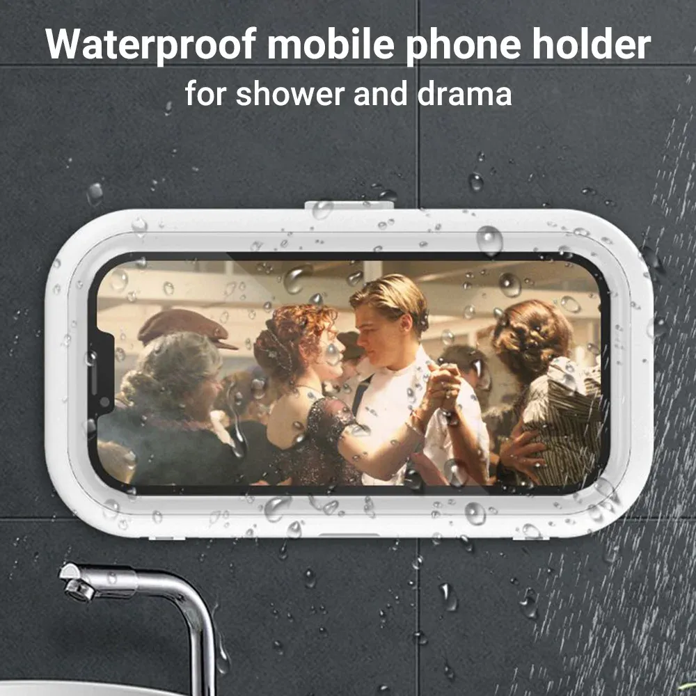 Boîte de rangement étanche pour téléphone portable à design rotatif, idéale pour la douche et le visionnage de programmes TV 4