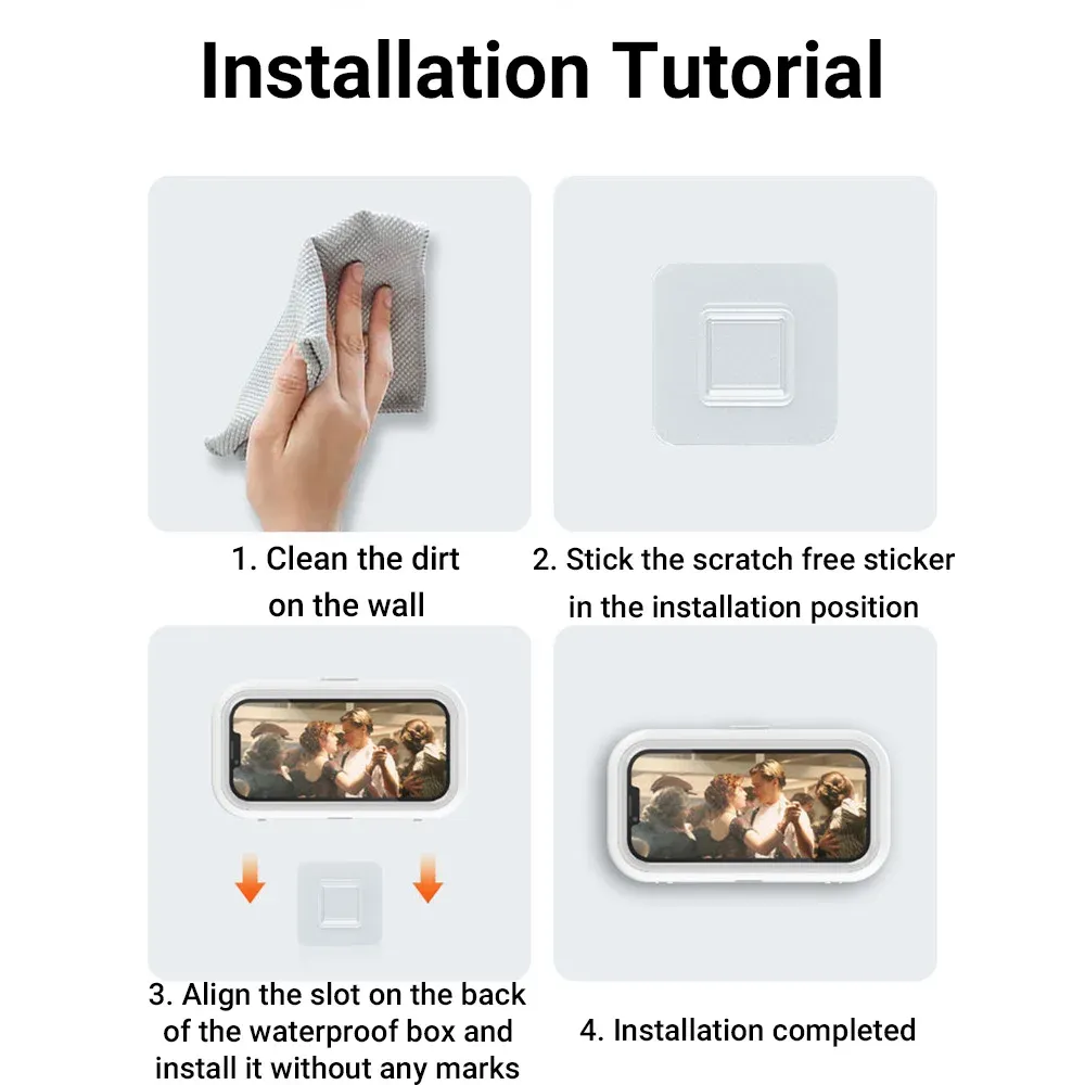 Boîte de rangement étanche pour téléphone portable, rotation du support