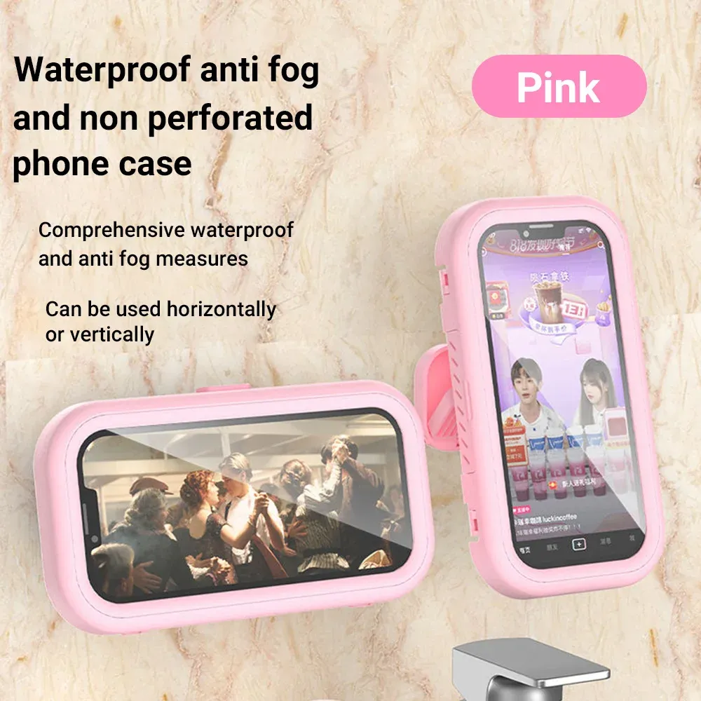Boîte de rangement étanche pour téléphone portable à design rotatif, idéale pour la douche et le visionnage de programmes TV 9