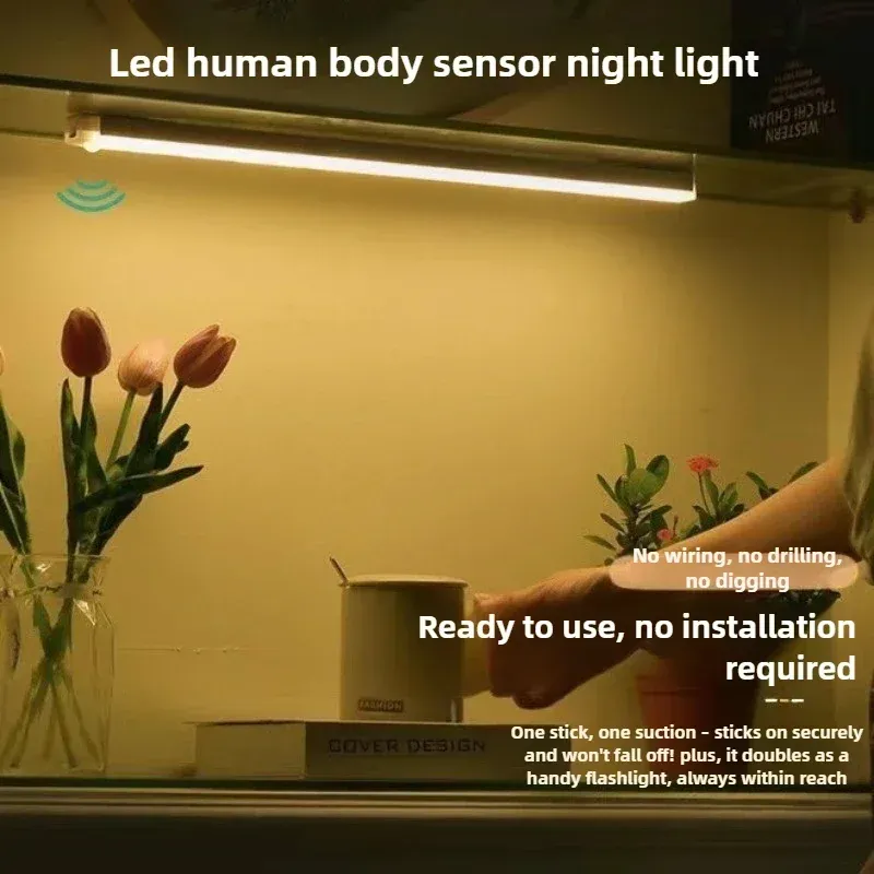 Barre lumineuse LED sans fil rechargeable par USB avec capteur, lampe de bureau sous-meuble 3