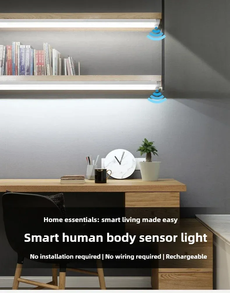 Barre lumineuse LED sans fil installée sous un meuble
