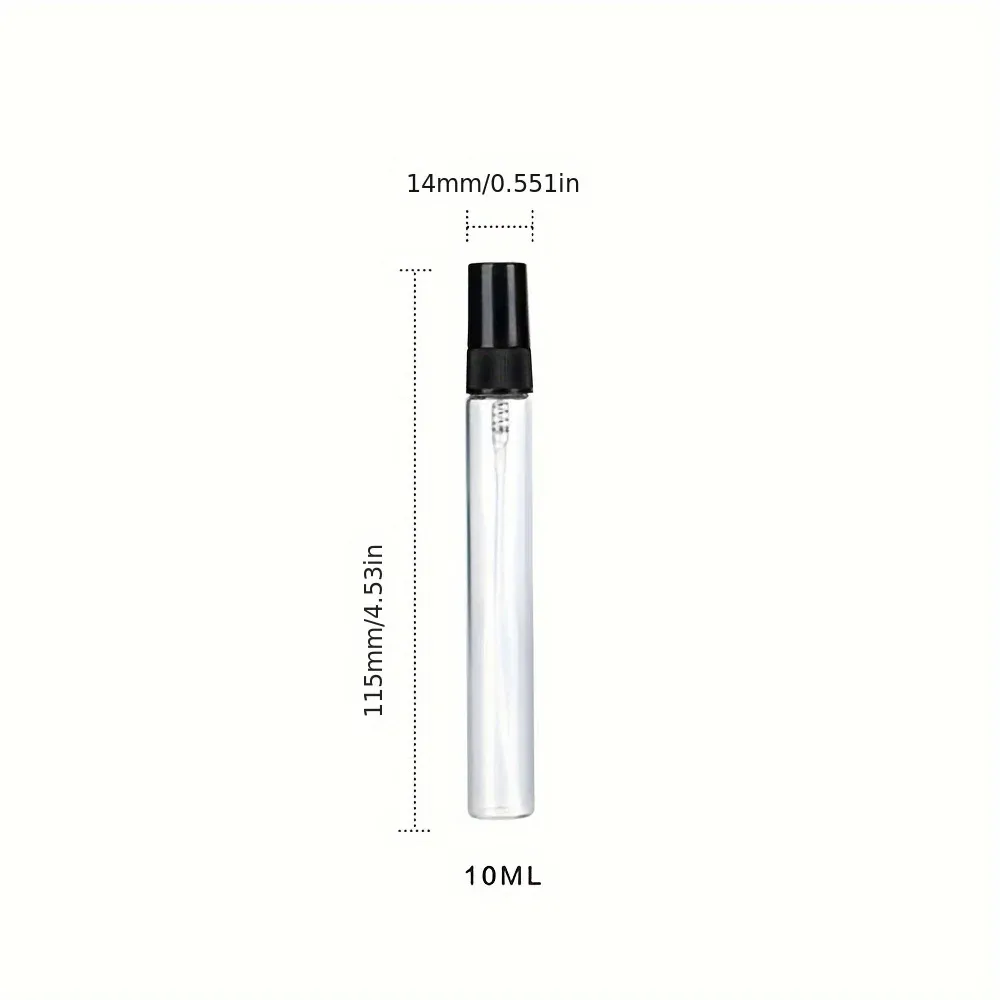 Flacon pulvérisateur en verre rechargeable 10 ml, lot de 50 pièces avec 4 accessoires : 50 flacons pulvérisateurs, 1 compte-gouttes, 1 entonnoir, 1 distributeur Divan et 1 seringue 2
