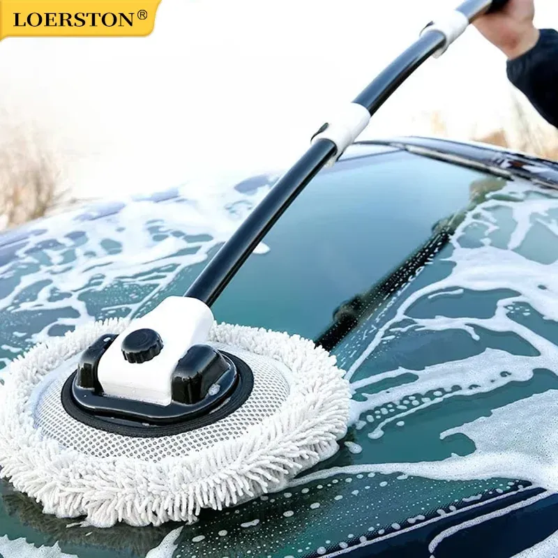 Brosse de lavage télescopique à long manche pour voiture, poils doux en microfibre chenille - Image 1