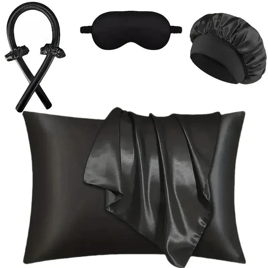 Ensemble de bigoudis sans chaleur, kit de boucles soyeuses d'été avec bonnet de douche et masque pour les yeux, outil de coiffure pour femmes 8