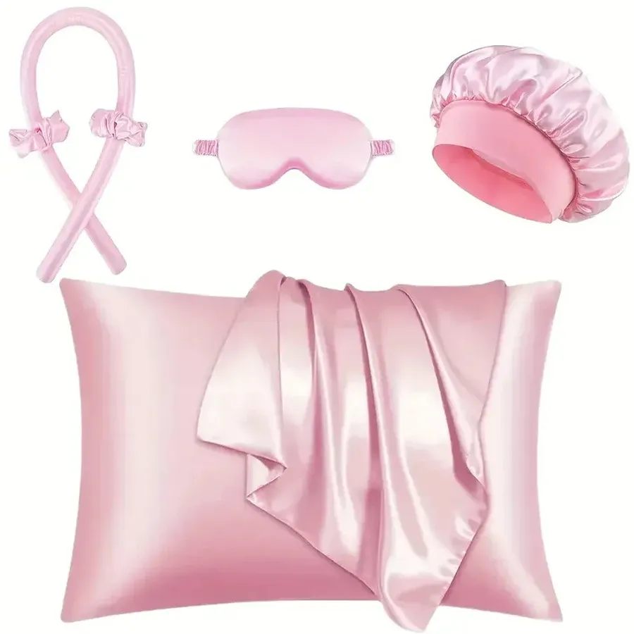 Ensemble de bigoudis sans chaleur, kit de boucles soyeuses d'été avec bonnet de douche et masque pour les yeux, outil de coiffure pour femmes 7