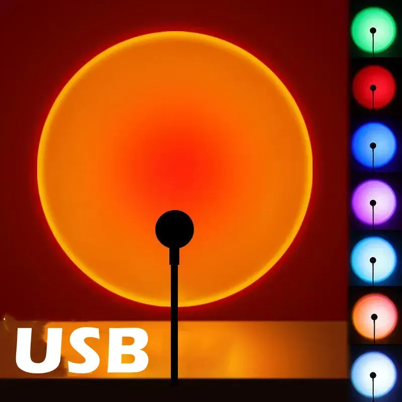Veilleuse projecteur coucher de soleil LED USB portable RnnTuu, lampe d'ambiance pour la maison, le salon et la photographie 1