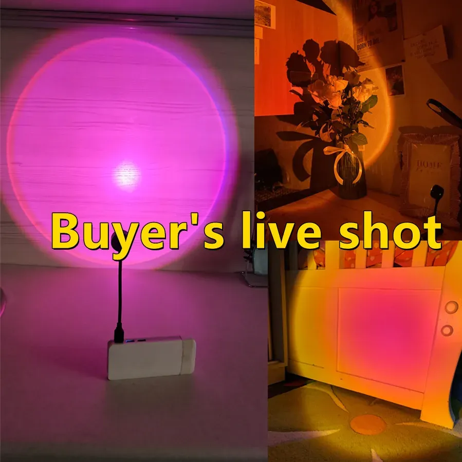 Veilleuse projecteur coucher de soleil LED USB portable RnnTuu, lampe d'ambiance pour la maison, le salon et la photographie 6