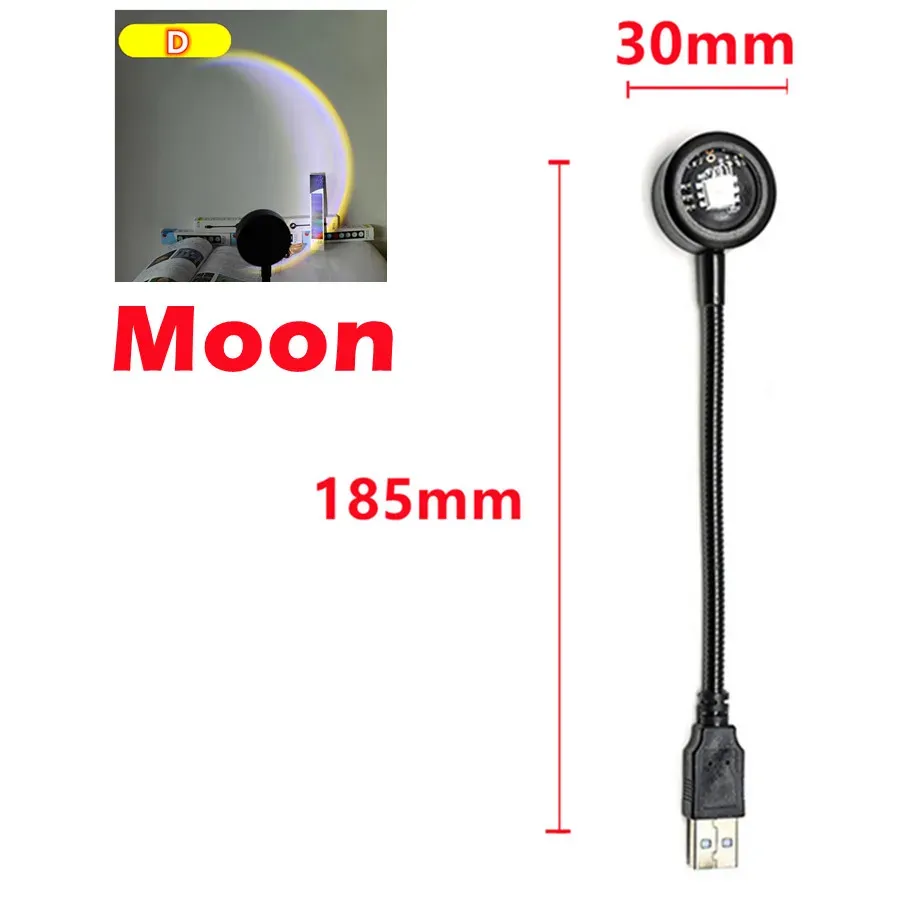 Veilleuse projecteur coucher de soleil LED USB portable RnnTuu, lampe d'ambiance pour la maison, le salon et la photographie 8