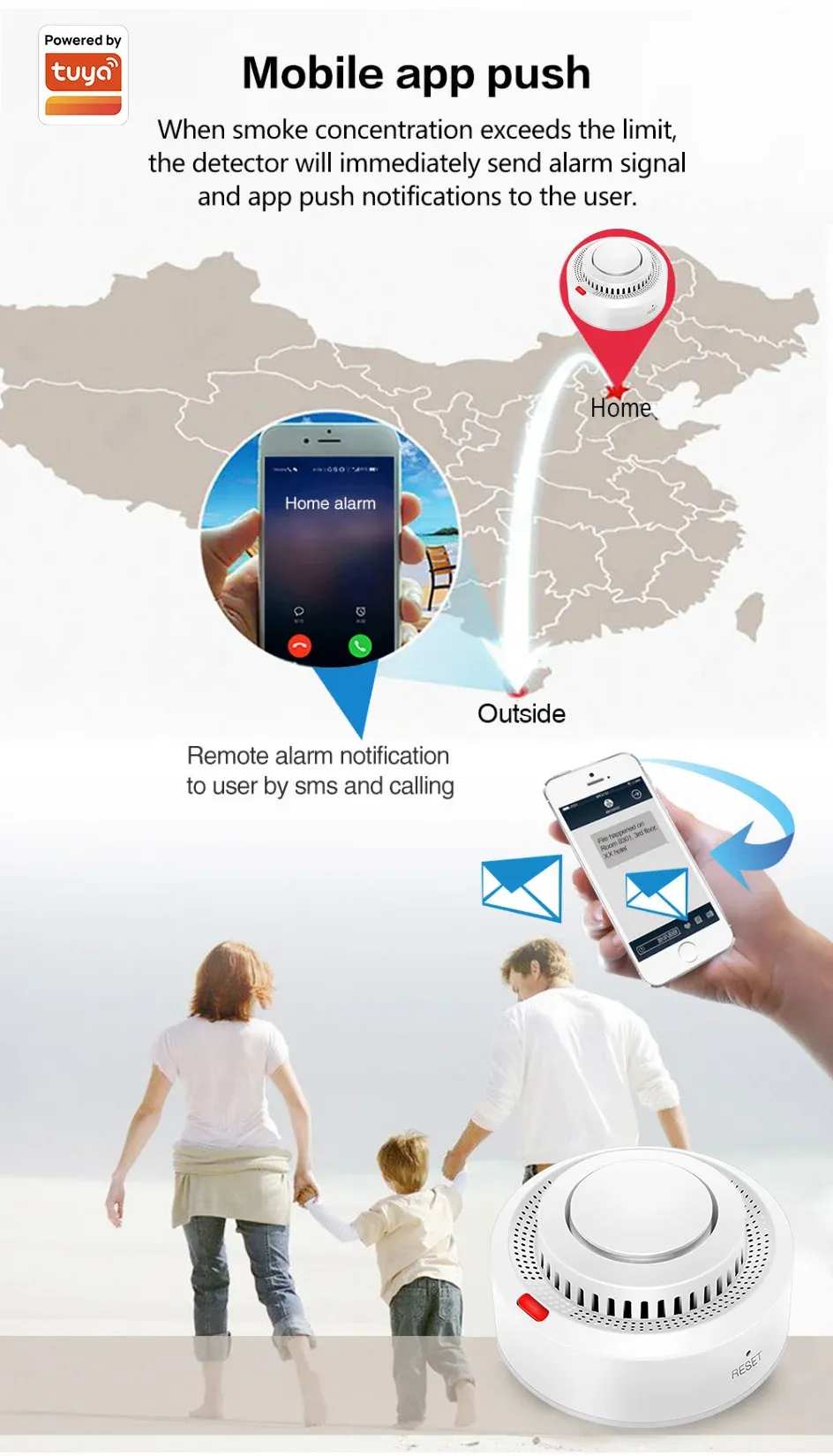 Détecteur de fumée WiFi, application mobile