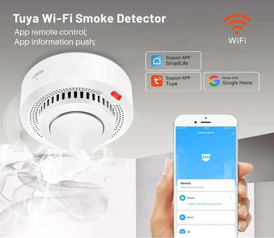 Détecteur de fumée intelligent WiFi