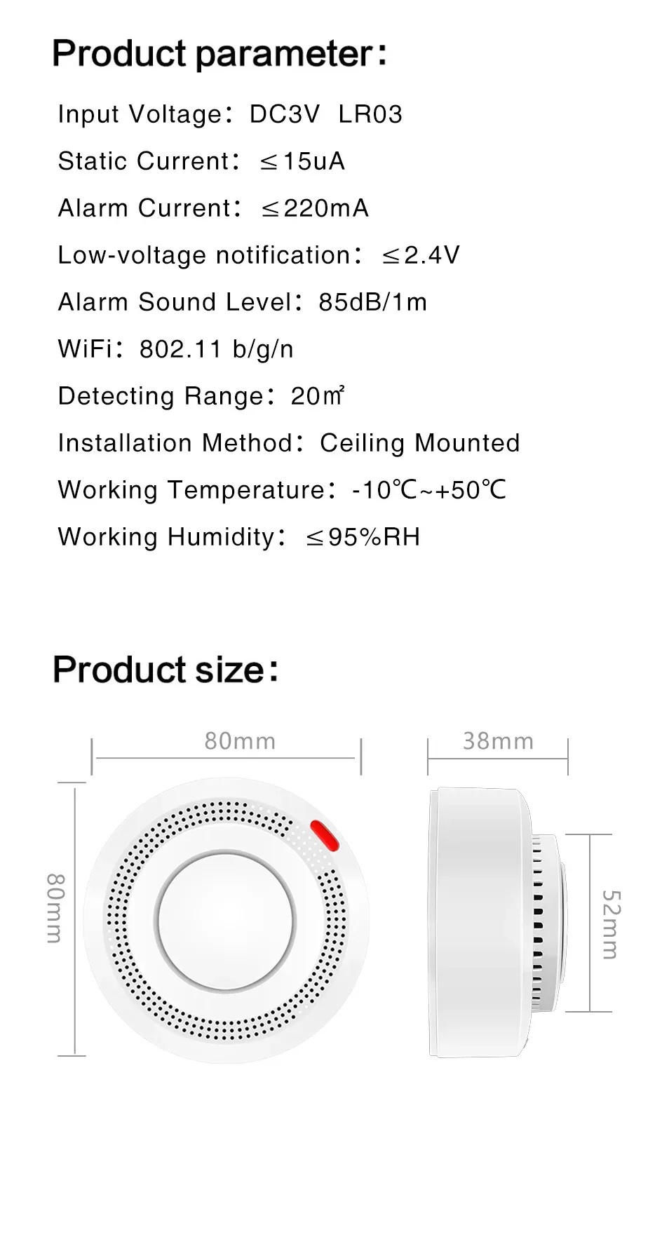 Détecteur de fumée WiFi, pour votre foyer