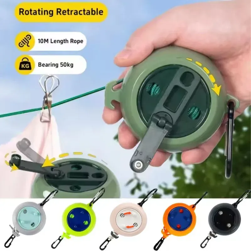 Corde à linge extérieure rétractable 10 m, portable et coupe-vent, idéale pour le voyage et le camping - Image 1