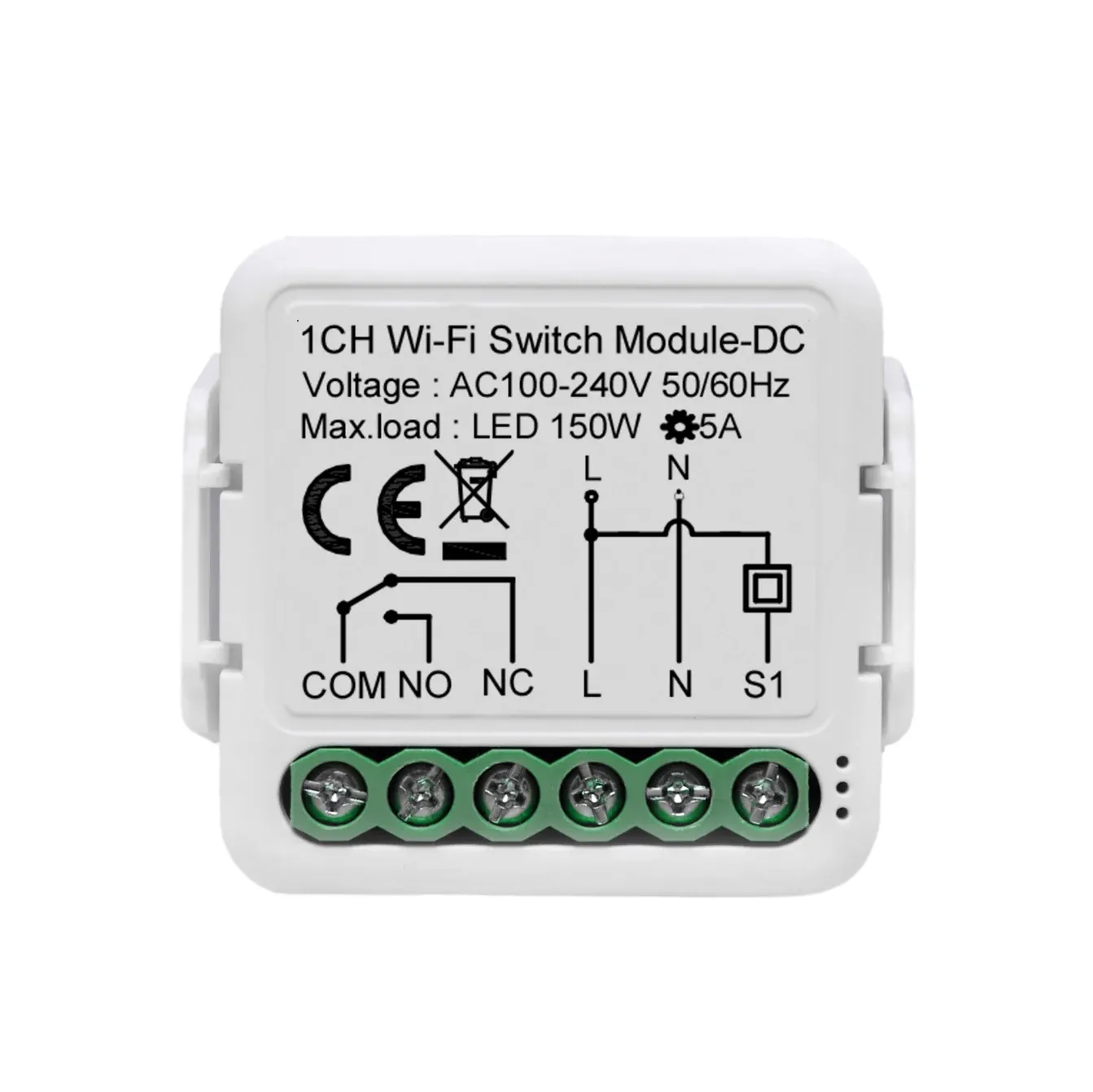 Tuya Commutateur intelligent WiFi à contact sec, compatible Alexa et Google Assistant, DC 12 V, 24 V AC, 100 V-240 V 6