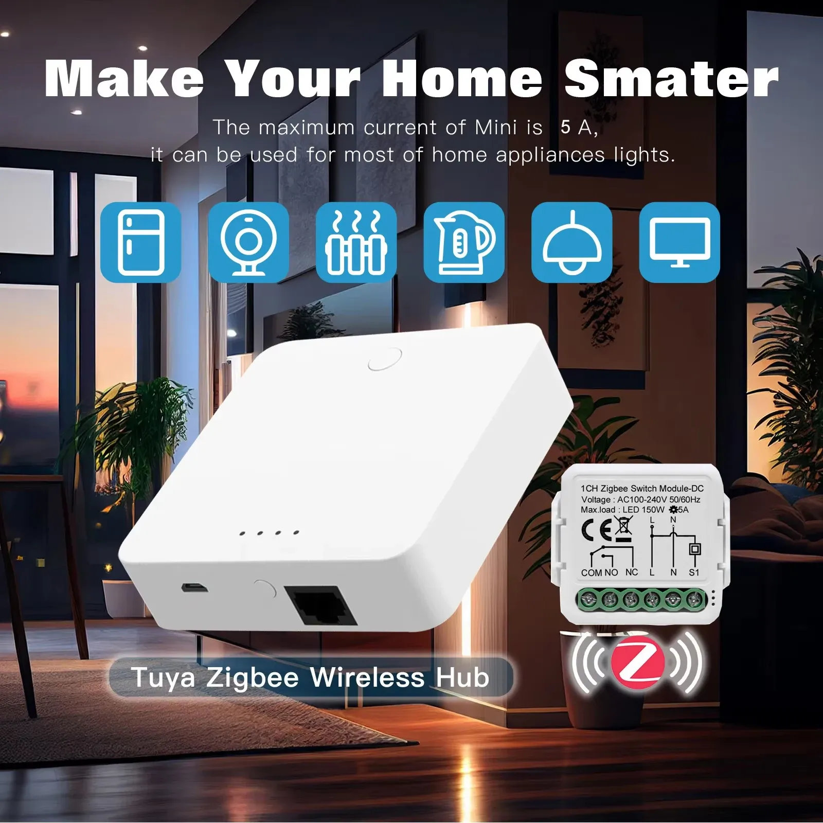Module intelligent WiFi à contact sec Tuya en situation