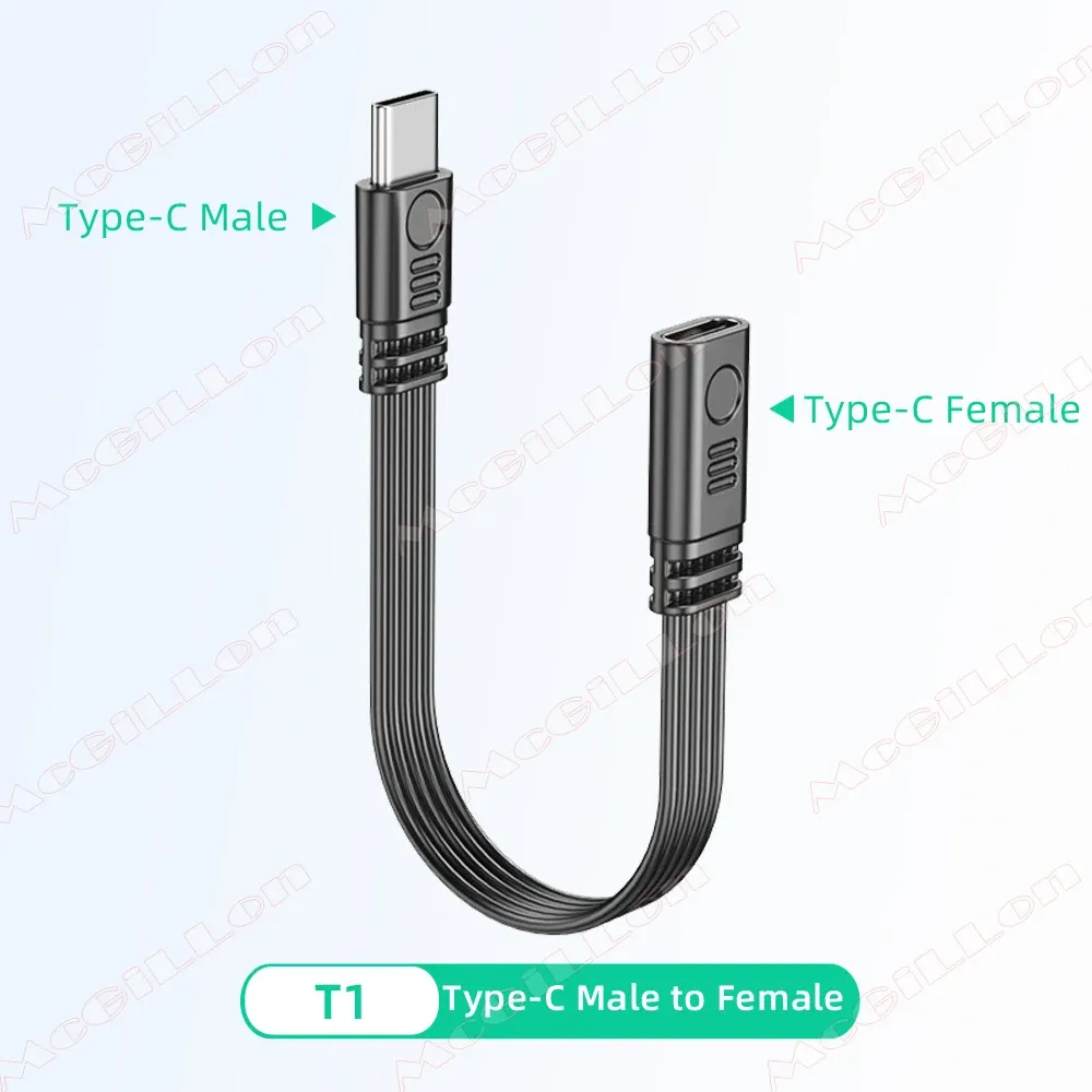 Câble d'extension USB-C coudé à 90 degrés, mâle vers femelle, USB-C vers USB-C, 480 Mbps, 45 W, câble de données et de charge rapide pour Samsung et Xiaomi 11