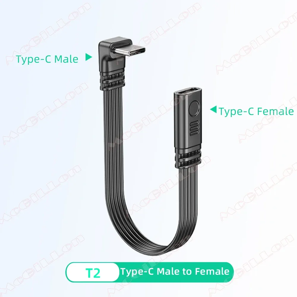 Câble d'extension USB-C coudé à 90 degrés, mâle vers femelle, USB-C vers USB-C, 480 Mbps, 45 W, câble de données et de charge rapide pour Samsung et Xiaomi 10