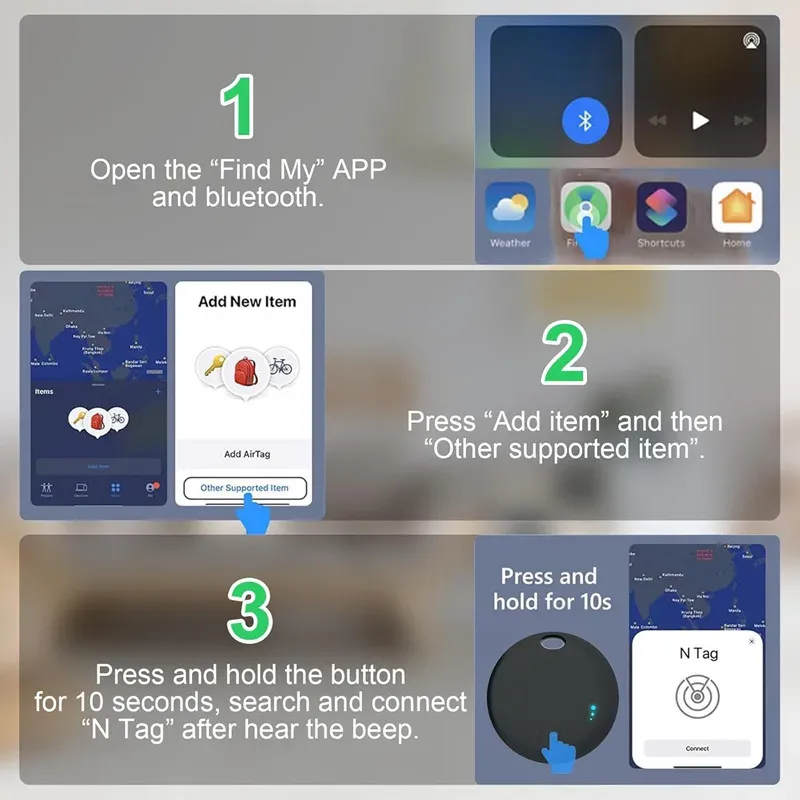 Traceur intelligent Bluetooth Air Tracker compatible avec l'app Localiser d'iOS, anti-perte pour clés et sacs 6