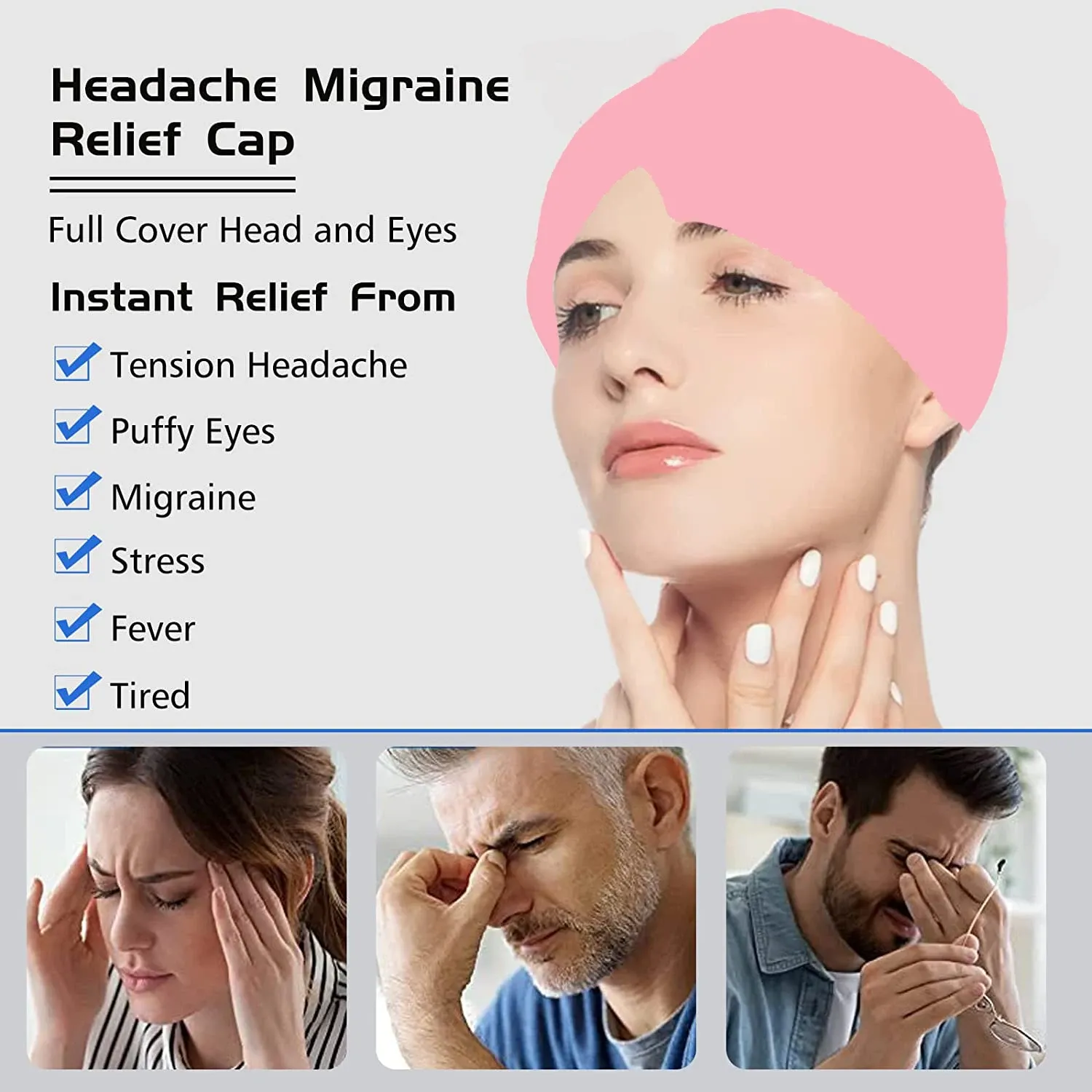 Capuchon réfrigérant en gel pour soulagement des migraines 6