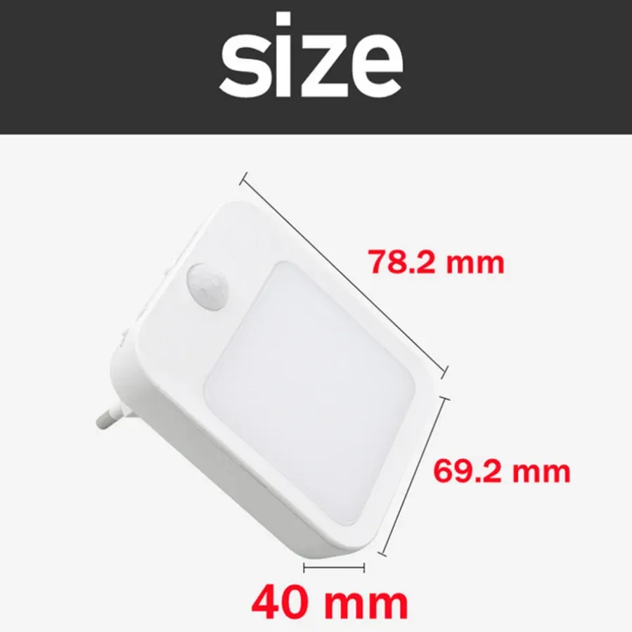 Veilleuse LED avec détecteur de mouvement, lampe de chevet pour chambre de bébé, éclairage de couloir ou d'armoire à intensité variable, prise UE, 110-220 V 6