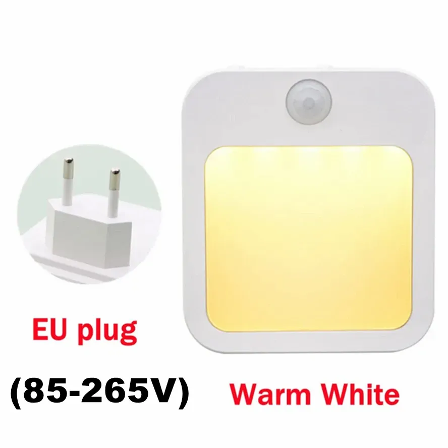 Veilleuse LED avec détecteur de mouvement, lampe de chevet pour chambre de bébé, éclairage de couloir ou d'armoire à intensité variable, prise UE, 110-220 V 9