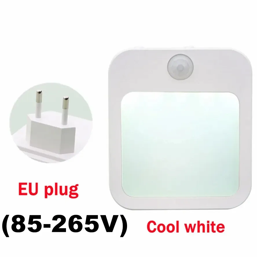 Veilleuse LED avec détecteur de mouvement, lampe de chevet pour chambre de bébé, éclairage de couloir ou d'armoire à intensité variable, prise UE, 110-220 V 7