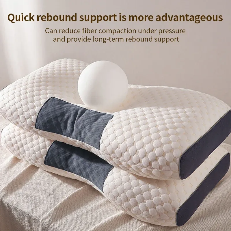 Oreiller cervical orthopédique en fibre de soja pour un sommeil réparateur et la protection de la nuque 3