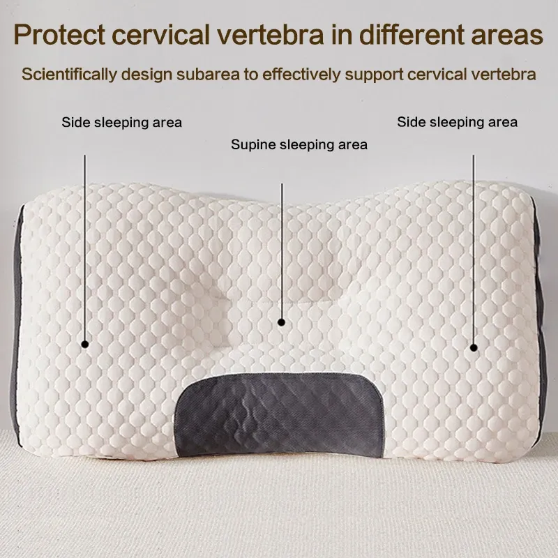 Oreiller cervical orthopédique en fibre de soja pour un sommeil réparateur et la protection de la nuque 2