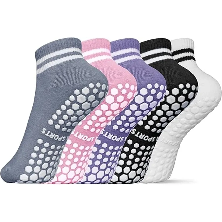 Chaussettes antidérapantes pour femme à double bande, pour yoga, pilates, ballet et entraînement - Image 1