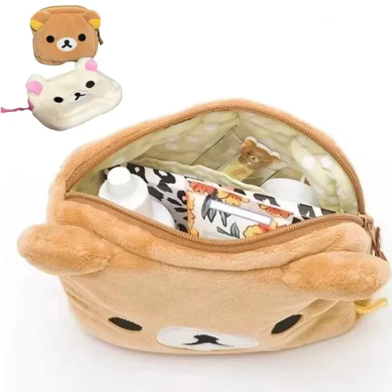 Trousse de rangement pour maquillage Rilakkuma, pochette à cosmétiques, ourson en peluche mignon, trousse de beauté kawaii, cadeau 2