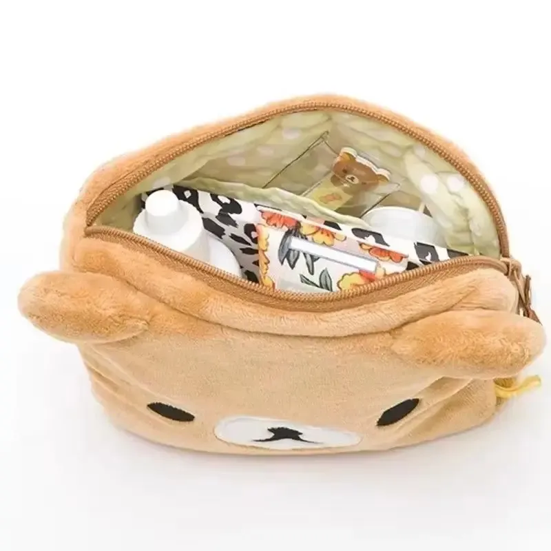 Trousse de rangement pour maquillage Rilakkuma, pochette à cosmétiques, ourson en peluche mignon, trousse de beauté kawaii, cadeau 6