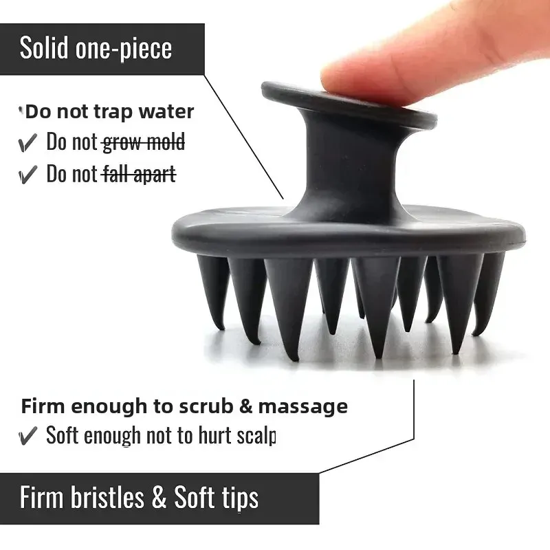 Brosse à cheveux en silicone avec masseur de cuir chevelu, épurateur exfoliant pour shampoing, 1 pièce 5