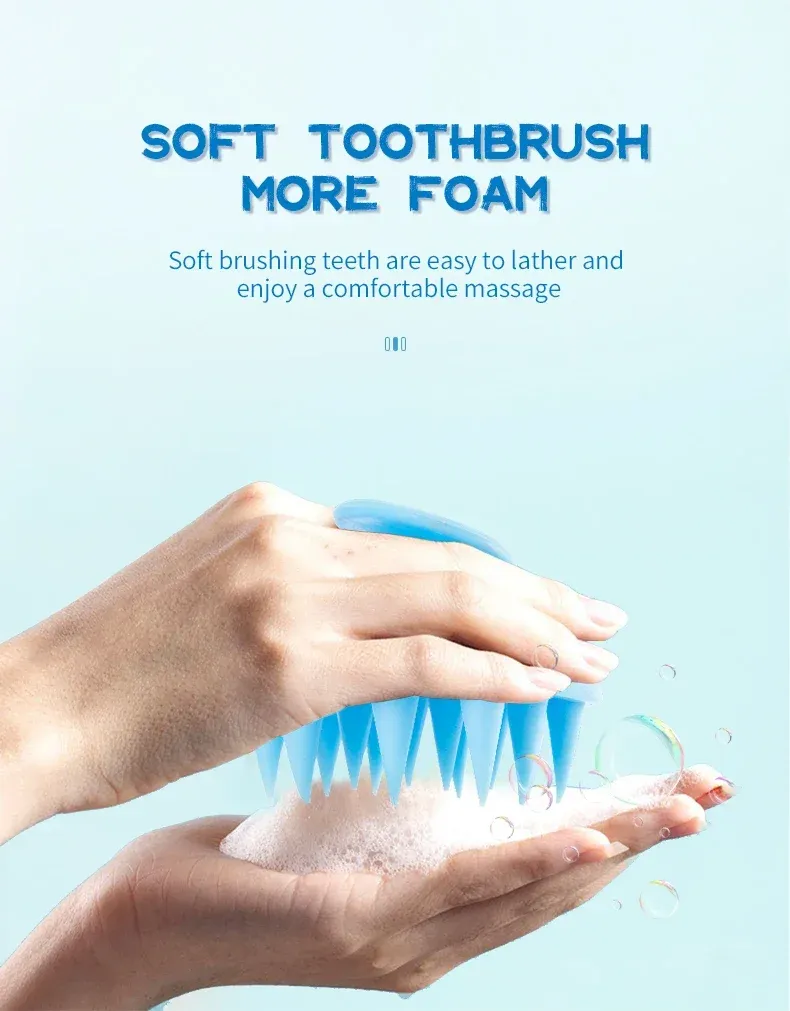 Brosse de massage du cuir chevelu en silicone en situation d'utilisation