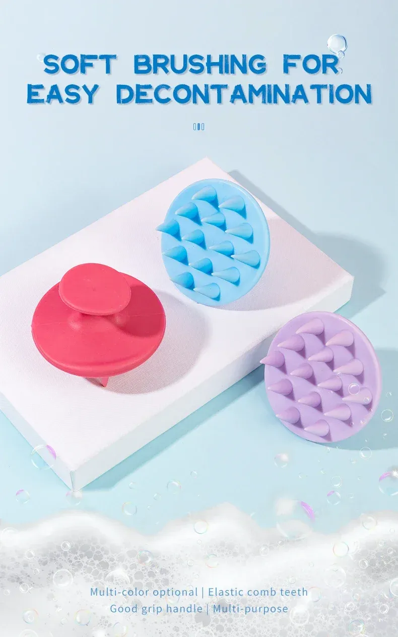 Brosse à cheveux en silicone, masseur de cuir chevelu