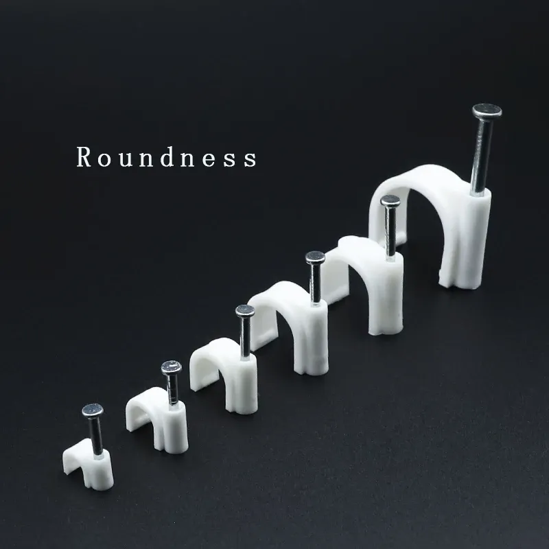 Lot de 100 clips de câble assortis (4, 6, 8, 10, 12, 14, 16 et 20 mm) à clouer pour câbles coaxiaux et cordons