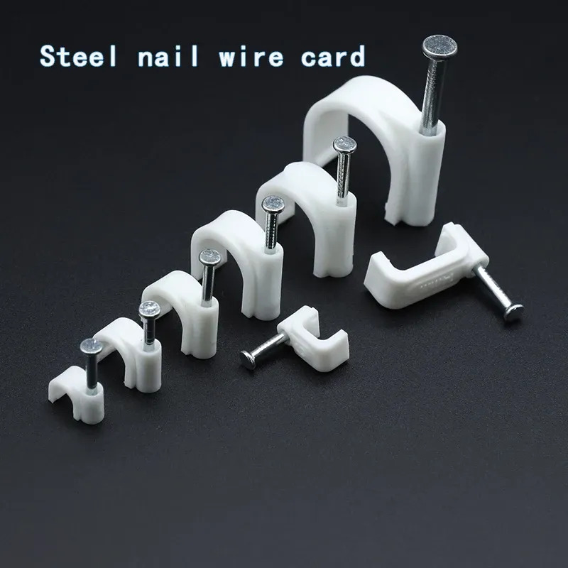 Lot de 100 clips de câble assortis (4, 6, 8, 10, 12, 14, 16 et 20 mm) à clouer pour câbles coaxiaux et cordons 6
