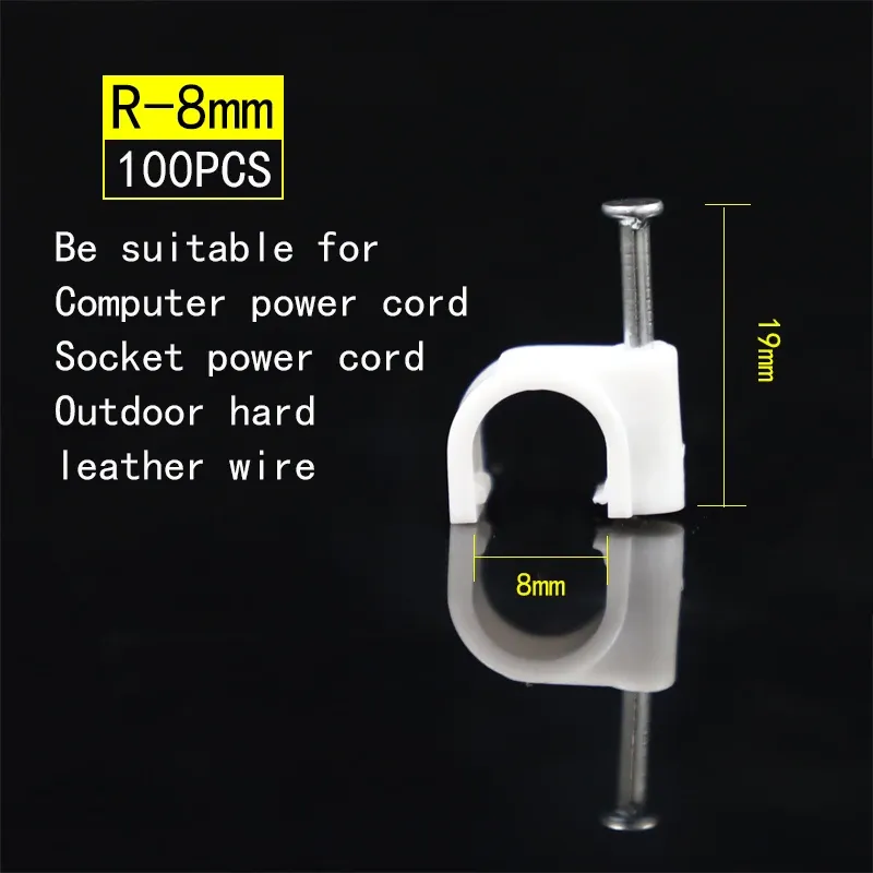 Lot de 100 clips de câble assortis (4, 6, 8, 10, 12, 14, 16 et 20 mm) à clouer pour câbles coaxiaux et cordons 11