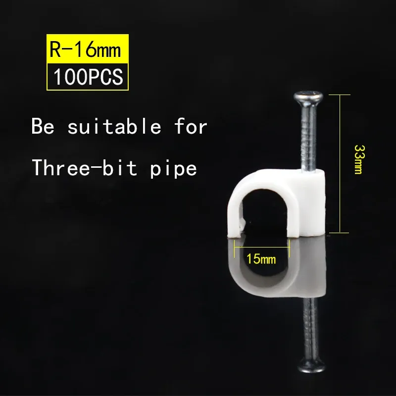 Lot de 100 clips de câble assortis (4, 6, 8, 10, 12, 14, 16 et 20 mm) à clouer pour câbles coaxiaux et cordons 8