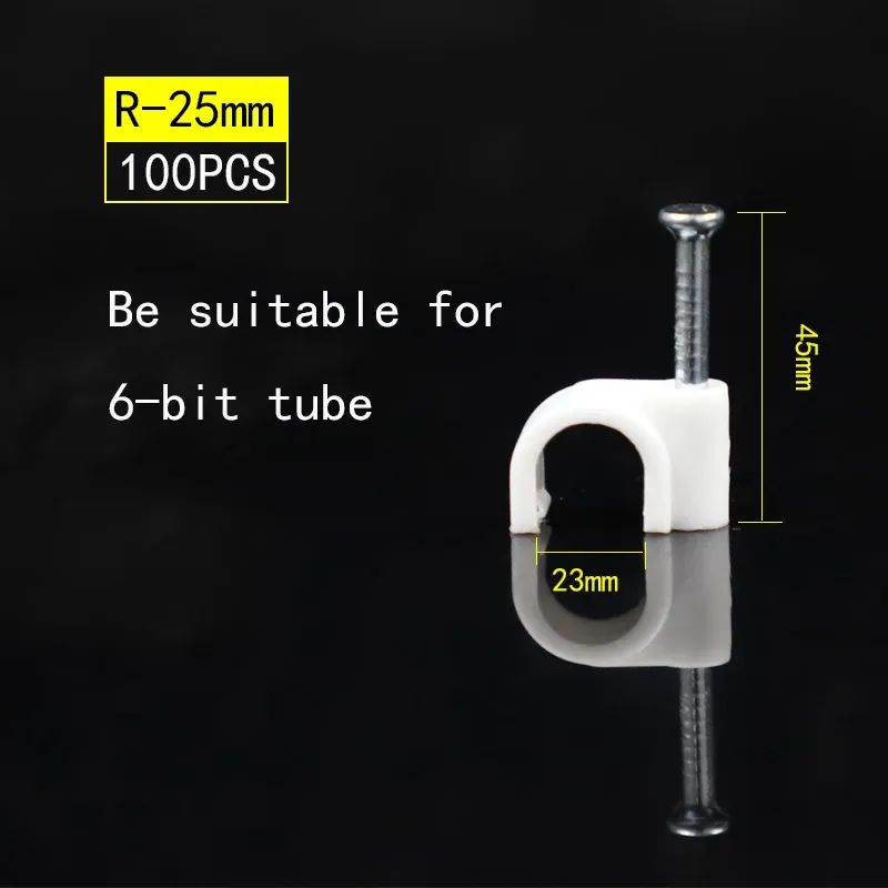 Lot de 100 clips de câble assortis (4, 6, 8, 10, 12, 14, 16 et 20 mm) à clouer pour câbles coaxiaux et cordons 9