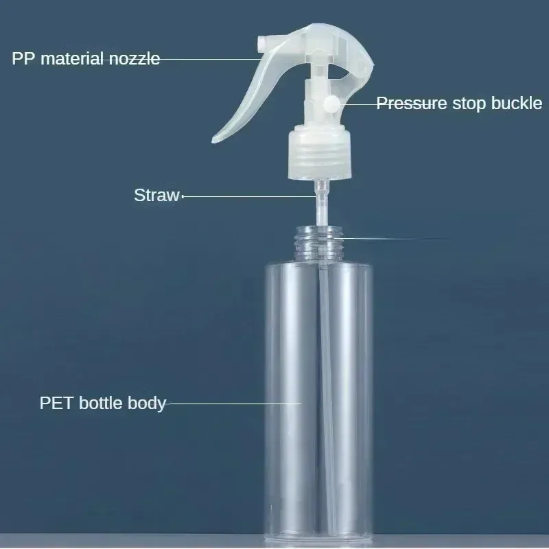 Flacon pulvérisateur vide en plastique (100 ml, 200 ml, 250 ml, 300 ml, 500 ml) avec pompe manuelle, idéal pour la désinfection à l'alcool et les déplacements 5