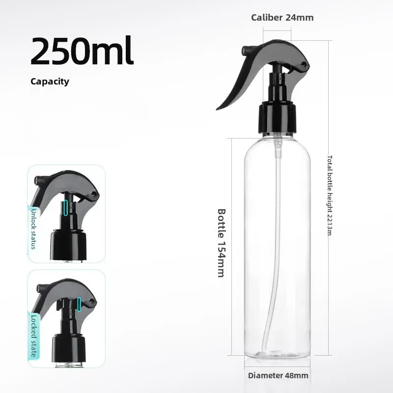 Flacon pulvérisateur vide en plastique (100 ml, 200 ml, 250 ml, 300 ml, 500 ml) avec pompe manuelle, idéal pour la désinfection à l'alcool et les déplacements 14