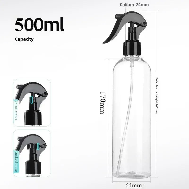 Flacon pulvérisateur vide en plastique (100 ml, 200 ml, 250 ml, 300 ml, 500 ml) avec pompe manuelle, idéal pour la désinfection à l'alcool et les déplacements 12