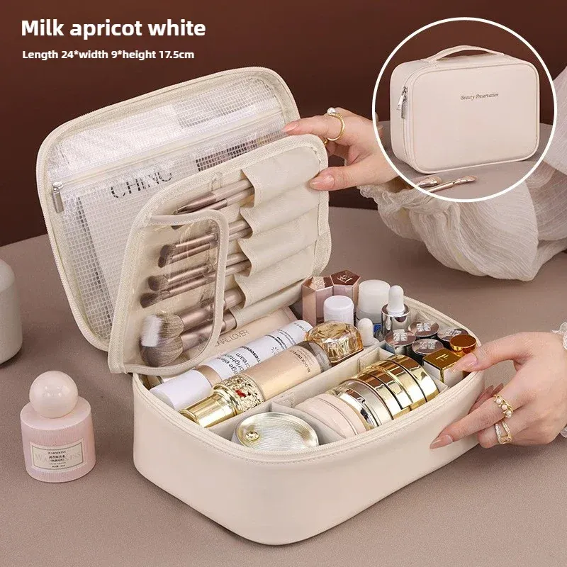 Trousse de toilette de luxe pour femme, grande capacité et portable, organisateur de voyage - Image 1