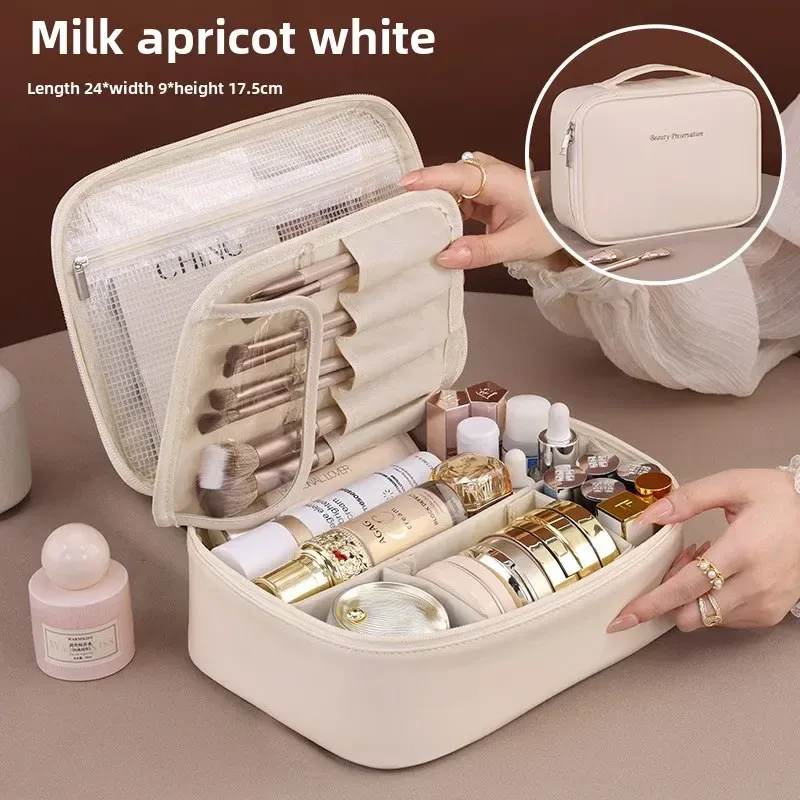 Trousse de toilette de luxe pour femme, grande capacité et portable, organisateur de voyage 7