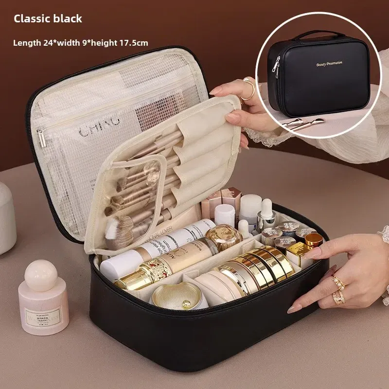 Trousse de toilette de luxe pour femme, grande capacité et portable, organisateur de voyage 10