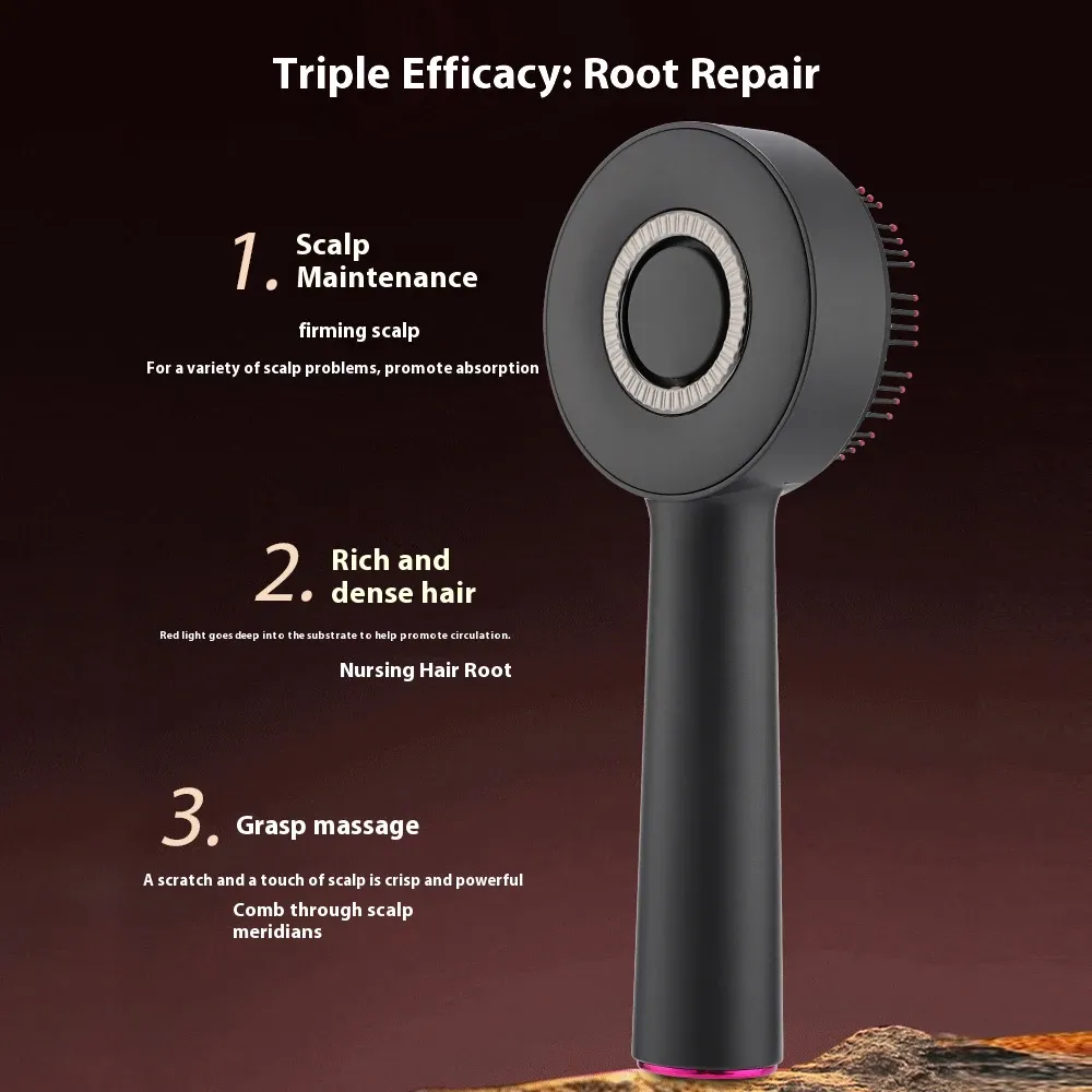 Peigne de massage électrique à vibrations avec lumière rouge pour le cuir chevelu, points d'acupuncture, anti-chute de cheveux 2
