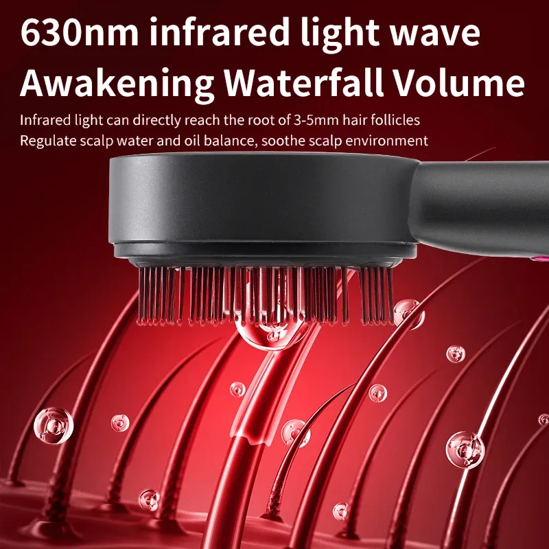 Peigne de massage électrique à vibrations avec lumière rouge pour le cuir chevelu, points d'acupuncture, anti-chute de cheveux 5