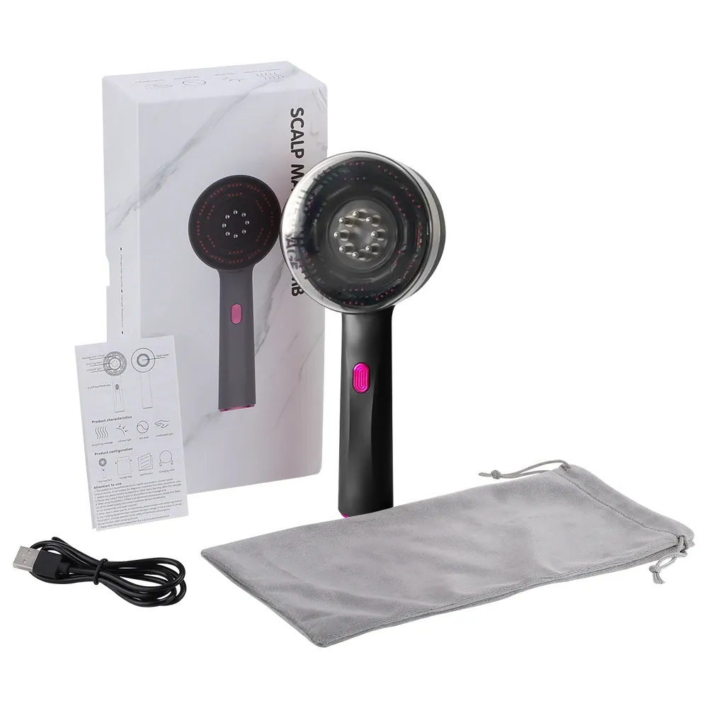 Peigne de massage électrique à vibrations avec lumière rouge pour le cuir chevelu, points d'acupuncture, anti-chute de cheveux 8