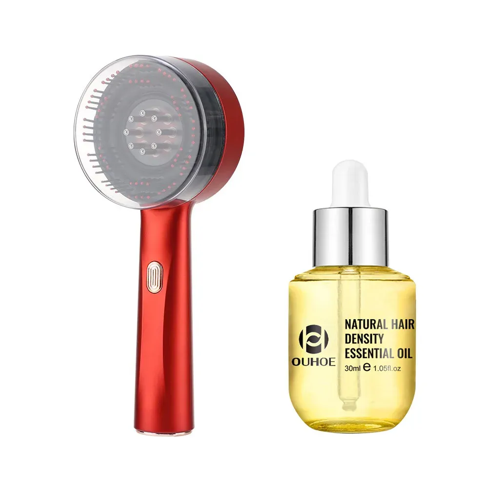 Peigne de massage électrique à vibrations avec lumière rouge pour le cuir chevelu, points d'acupuncture, anti-chute de cheveux 7