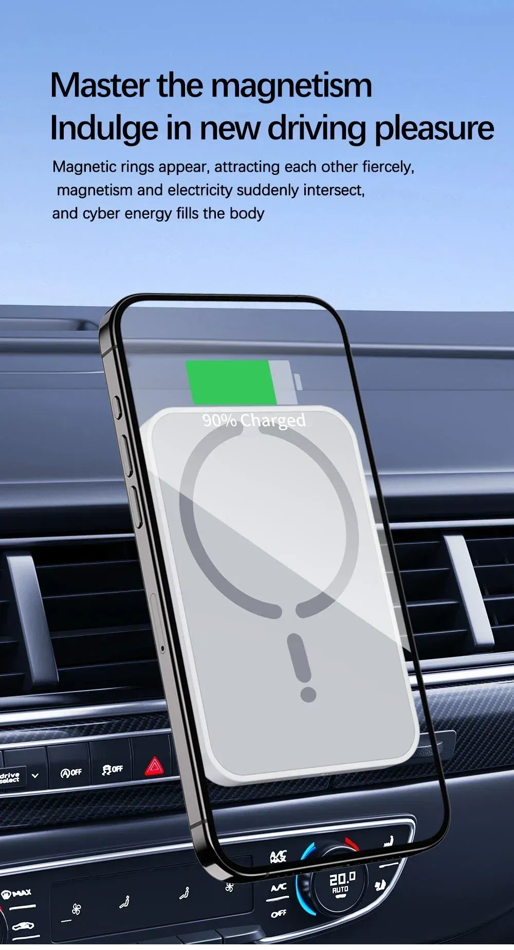 Support de téléphone magnétique pour voiture, vue détaillée