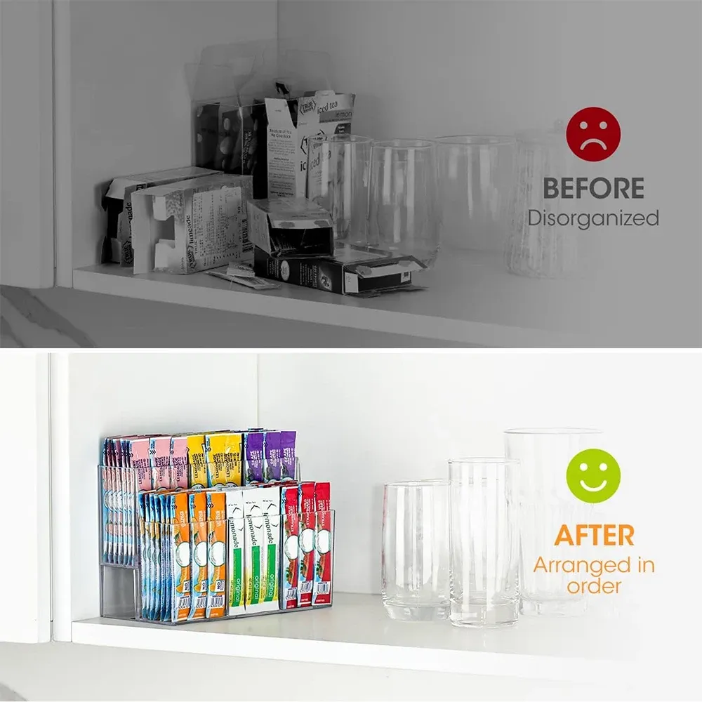 Organisateur de bureau en acrylique avec boîte de rangement pour sachets de thé 4